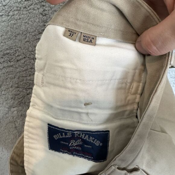 Bills Khakis Pants Mens 37x29 Khaki Straight Leg Chino Pleated Cuffed - Picture 9 of 11